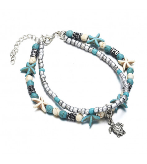 Bracelet de Cheville - Turquoise et Tortue