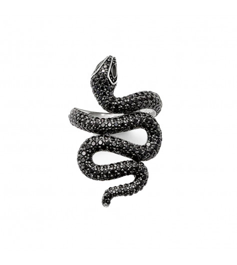 Bague Serpent - Argent et Zircon ajustable